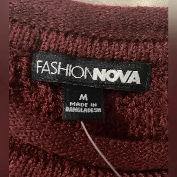 FASHION NOVA women’s waffle  crewneck sweater burgundy size M - Picture 3 of 8